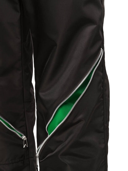 Bottega Veneta Zip Detail Straight-Legged Trousers Black/Green