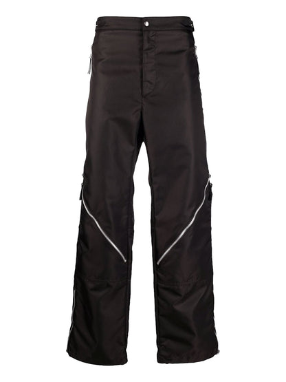 Bottega Veneta Zip Detail Straight-Legged Trousers Black/Green