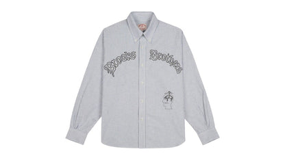 Brain Dead Brooks Brothers California Embroidered Striped Oxford Button Up Shirt Blue
