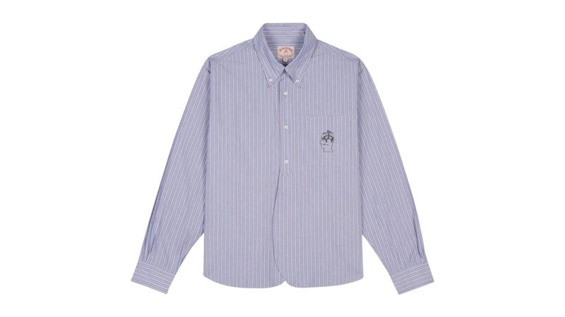 Brain Dead Brooks Brothers California Half Placket Oxford Button Up Shirt Blue