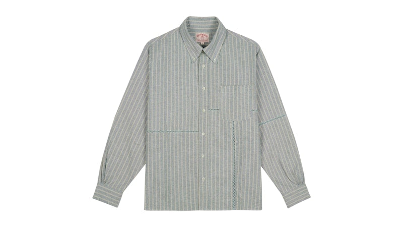 Brain Dead Brooks Brothers California Patchwork Oxford Button Up Shirt Green