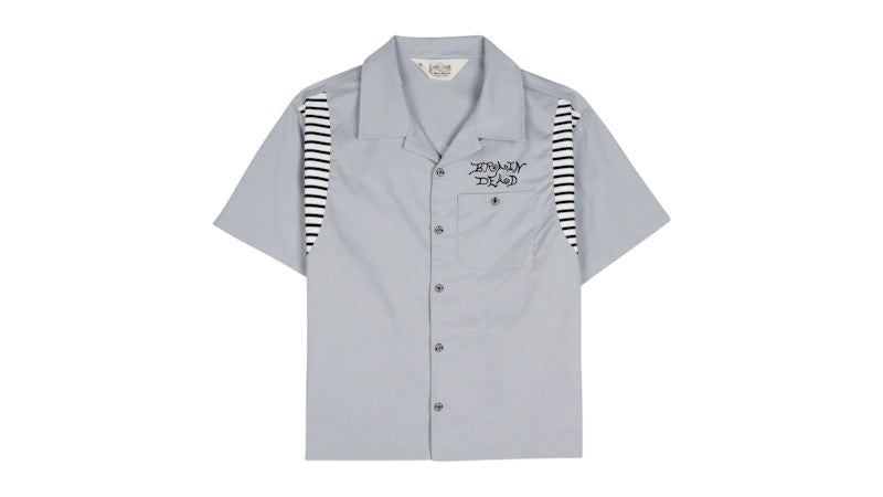 Brain Dead Cobra Flocked Bowling Shirt Stone