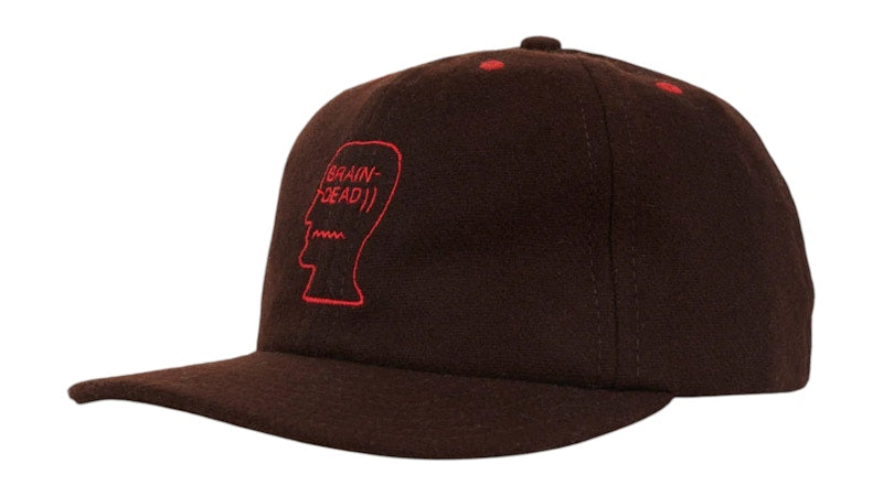 Brain Dead Flannel Classic Logohead 6 Panel Hat Brown