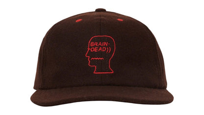 Brain Dead Flannel Classic Logohead 6 Panel Hat Brown