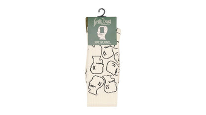 Brain Dead Logohead Crew Socks Cream