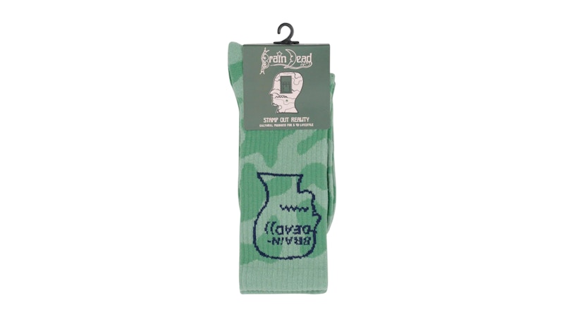 Brain Dead Logohead Crew Socks Green Cow
