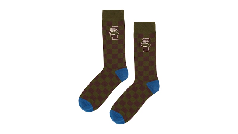 Brain Dead Logohead Dress Socks Checkered