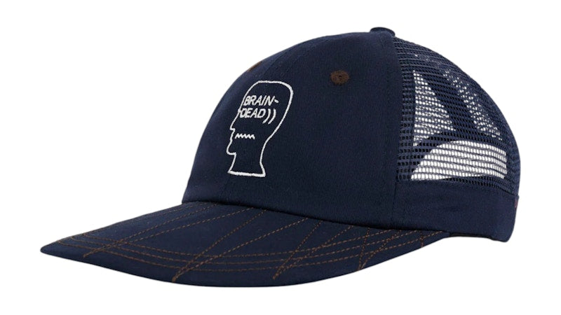 Brain Dead Logohead Long Brim Mesh Panel Hat Navy