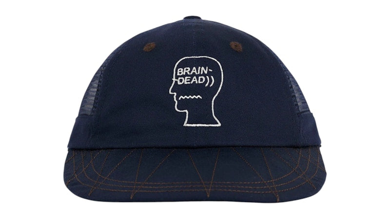 Brain Dead Logohead Long Brim Mesh Panel Hat Navy