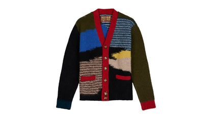 Brain Dead Mixed Pattern Cardigan Olive/Multi