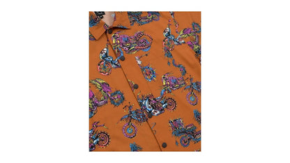 Brain Dead Moto Poplin Short Sleeve Snap Shirt Terracotta