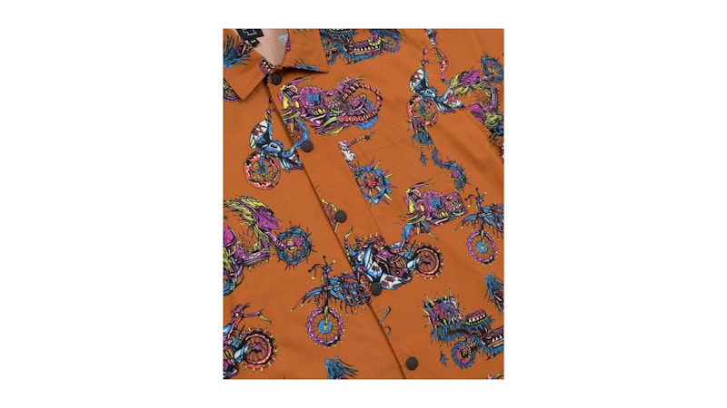 Brain Dead Moto Poplin Short Sleeve Snap Shirt Terracotta
