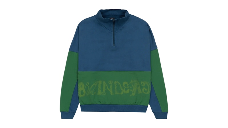 Brain Dead Sinister Screw Overlay Half Zip Fleece Top Mallard Green