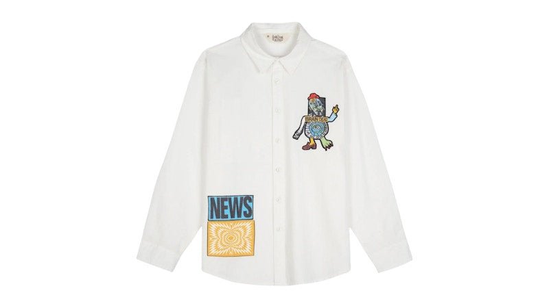 Brain Dead Truth Now Seersucker Shirt White