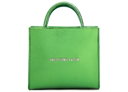 Brandon Blackwood "End Systemic Racism" ESR Tote Vegan Leather Metallic Green