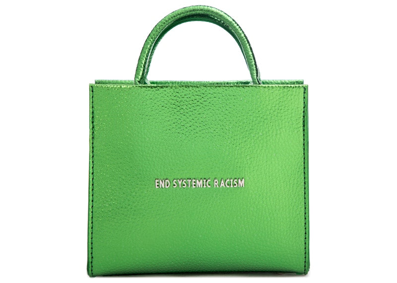 Brandon Blackwood "End Systemic Racism" ESR Tote Vegan Leather Metallic Green