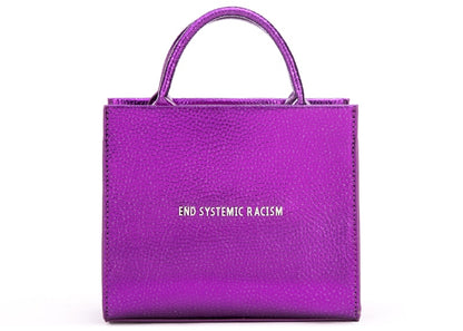 Brandon Blackwood "End Systemic Racism" ESR Tote Vegan Leather Metallic Purple