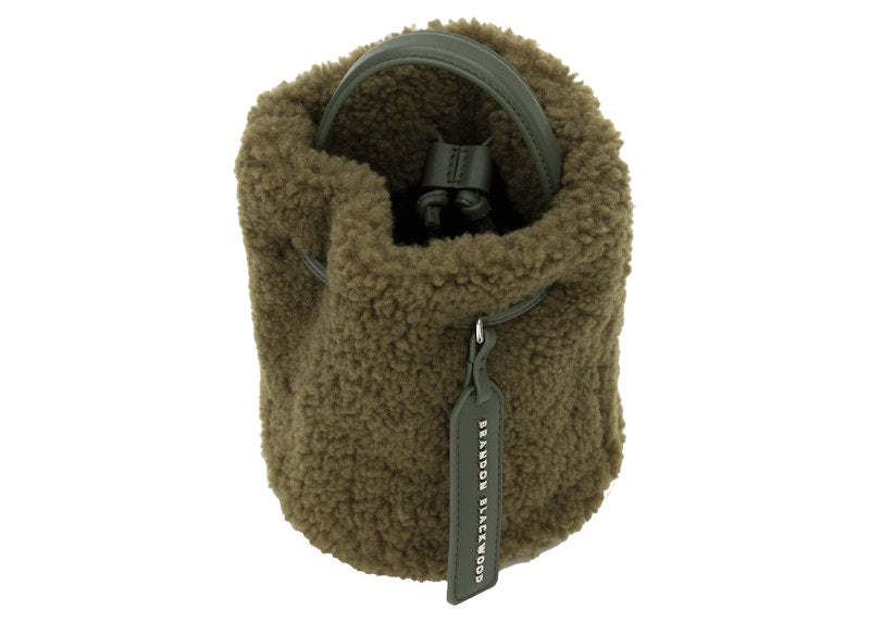 Brandon Blackwood Kamal Bucket Bag Shearling Green