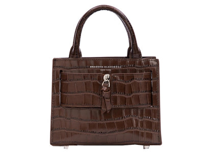 Brandon Blackwood Kuei Bag Croc Embossed Chocolate Brown