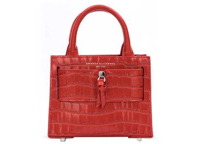 Brandon Blackwood Kuei Bag Croc Embossed Leather Red