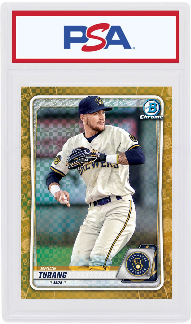 Brice Turang 2020 Bowman Chrome X Gold X-Fractor /3 #BCP-168