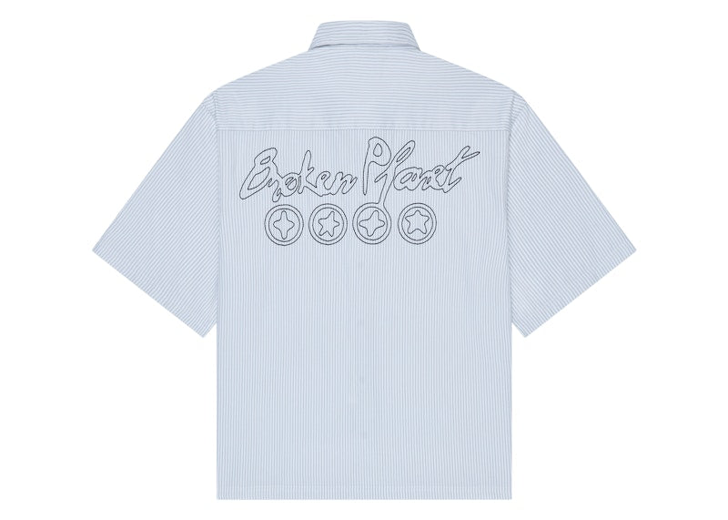 Broken Planet Button-Up Shirt White/Gray