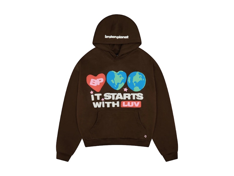 Broken Planet It Starts With Luv Hoodie Mocha Brown