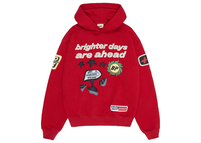 Broken Planet Brighter Days Are Ahead Hoodie Ruby Red