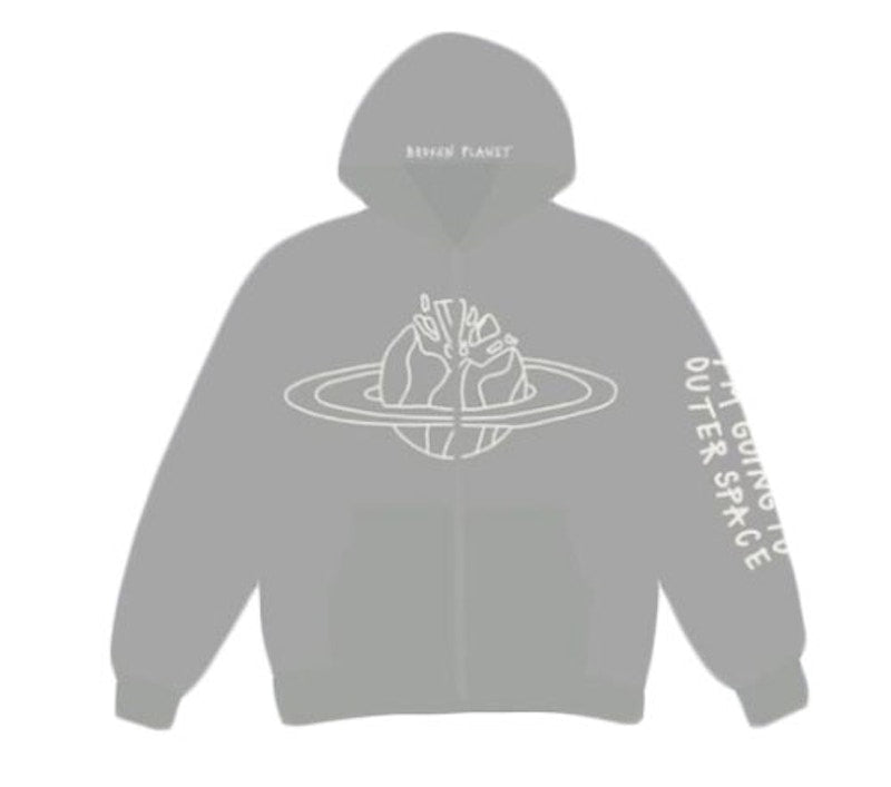 Broken Planet Outer Space Zip Up Hoodie Grey