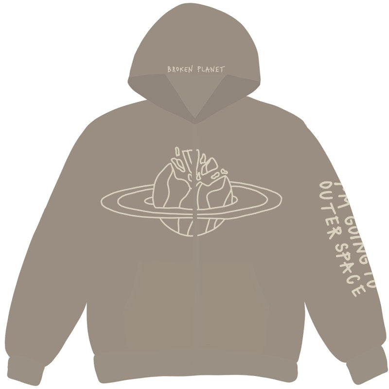 Broken Planet Outer Space Zip Up Hoodie Sand