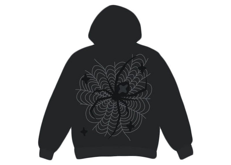 Broken Planet Spider Web Zip Up Hoodie Soot Black