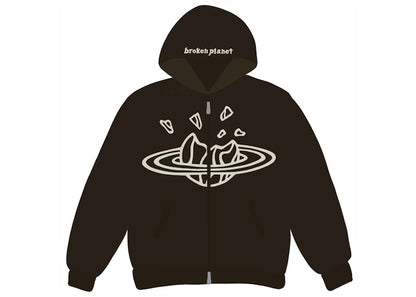 Broken Planet Zip Up Hoodie Black