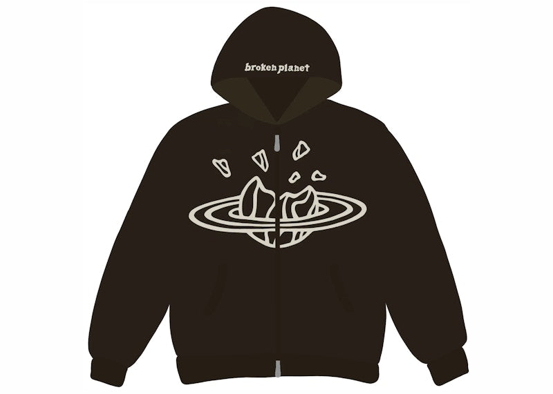 Broken Planet Zip Up Hoodie Black