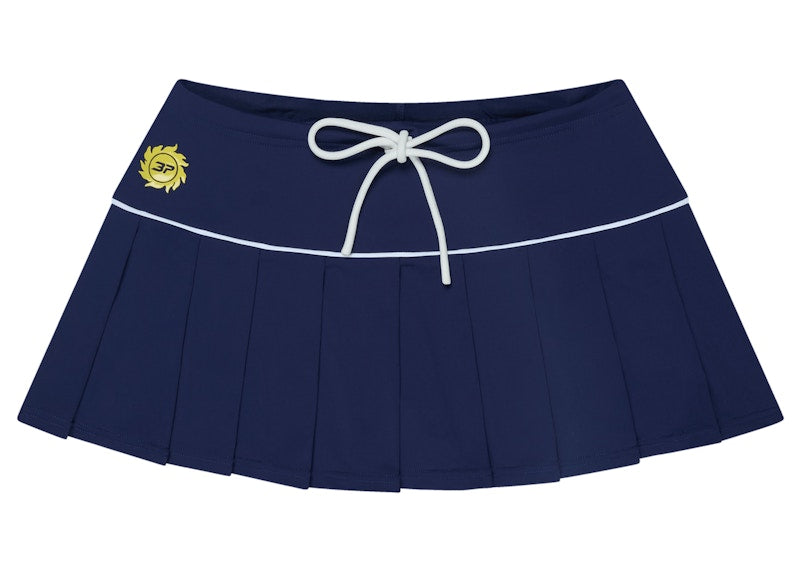 Broken Planet Pleated Skirt Navy Blue