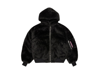 Broken Planet Reversible Snow Camo Fur Bomber Jacket Camo/Black