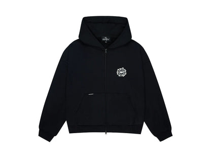 Broken Planet Sun Logo Zip-Up Hoodie Midnight Black