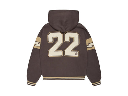 Broken Planet Varsity Knit Zip-Up Hoodie Chocolate Brown