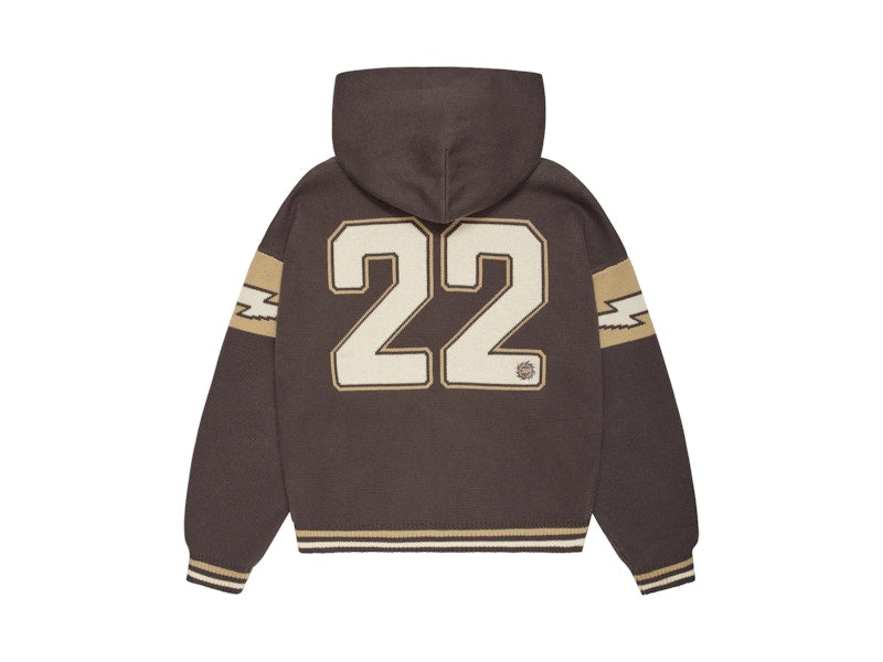 Broken Planet Varsity Knit Zip-Up Hoodie Chocolate Brown