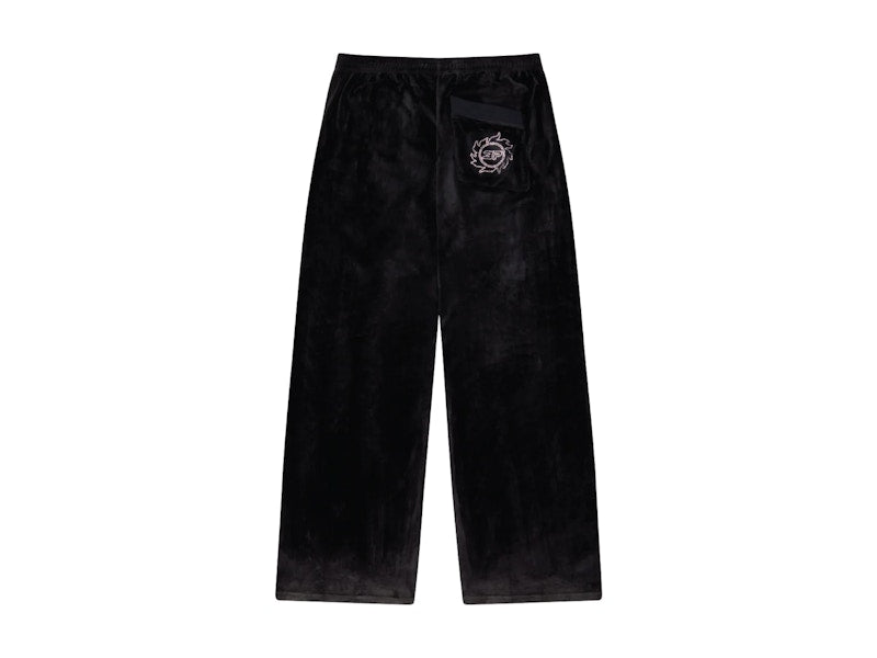 Broken Planet Women's Star Girl Velour Track Pants Midnight Black