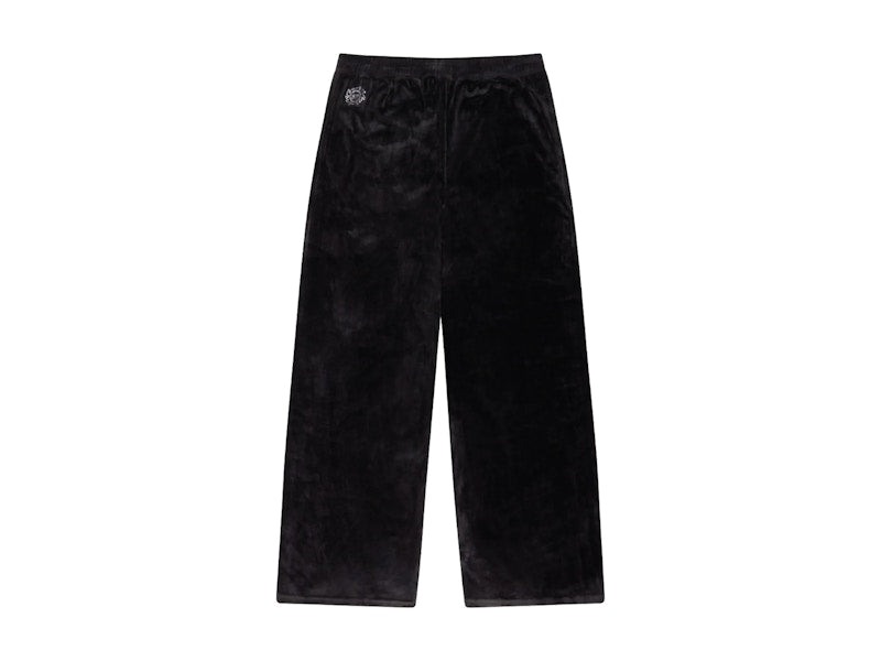 Broken Planet Women's Star Girl Velour Track Pants Midnight Black