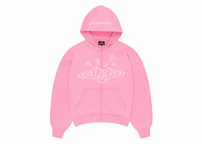 Broken Planet Zip Up Hoodie Candy Pink