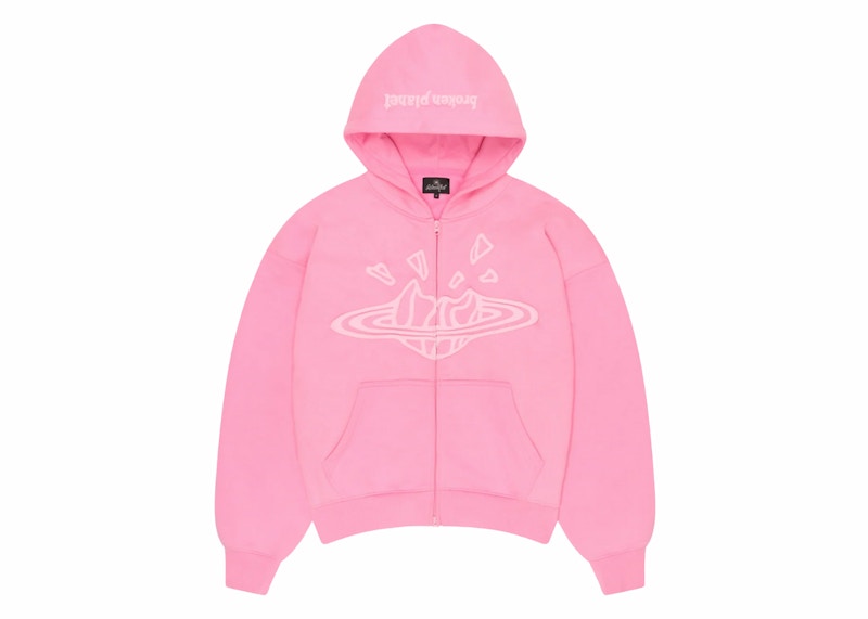 Broken Planet Zip Up Hoodie Candy Pink