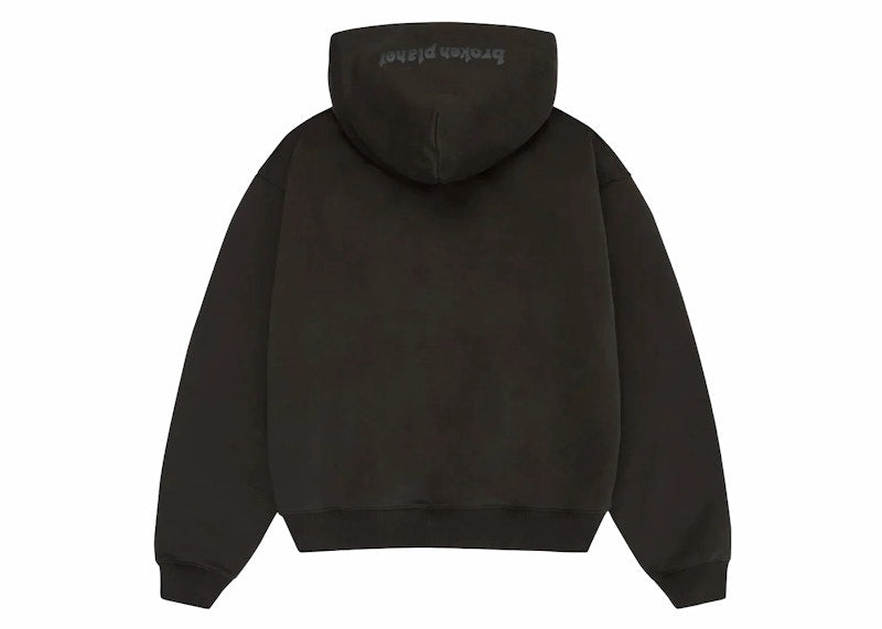 Broken Planet Zip Up Hoodie Soot Black