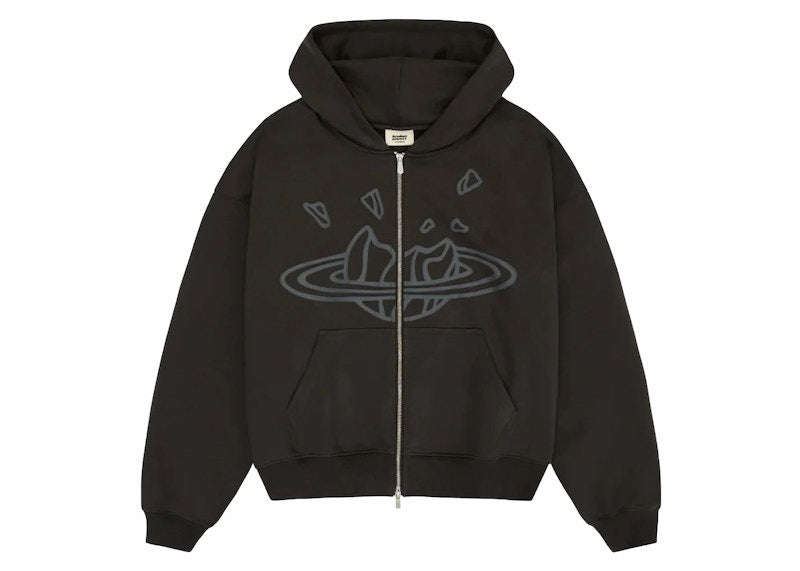 Broken Planet Zip Up Hoodie Soot Black