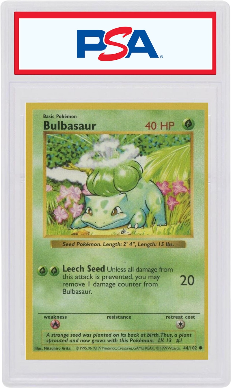 Bulbasaur 1999 Pokemon TCG Base set Shadowless #44 (PSA or BGS Graded)