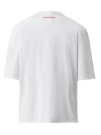 Burberry Abstract Print Cotton Oversized T-Shirt White/Red