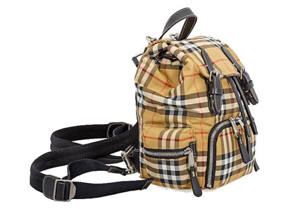 Burberry Antique Yellow Check Rucksack Backpack Small Brown