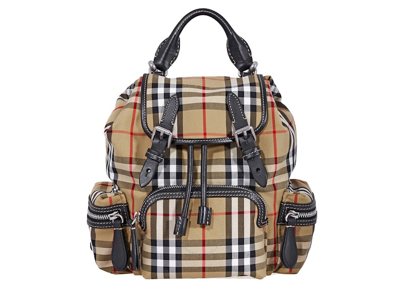 Burberry Antique Yellow Check Rucksack Backpack Small Brown