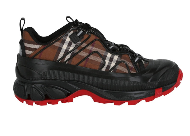 Burberry Arthur Low-Top Check Sneaker Dark Brown Black Red