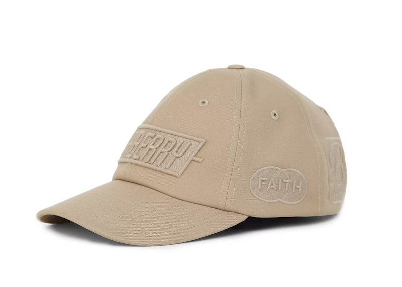 Burberry Badge Applique Gabardine Baseball Cap Soft Fawn